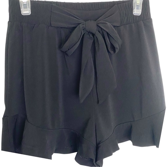 Express Black Tie Front Ruffle Bow Shorts Size XS Whimsigoth Coquette Preppy - Picture 1 of 6